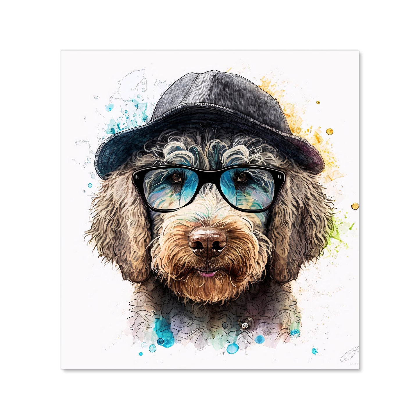 Labradoodle Dog Face Splashart Kitchen Splashback