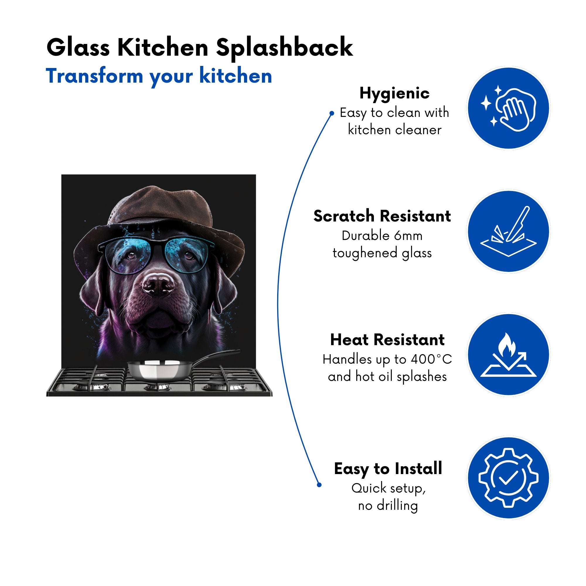 Labrador Retriever Dog Splashart Kitchen Splashback