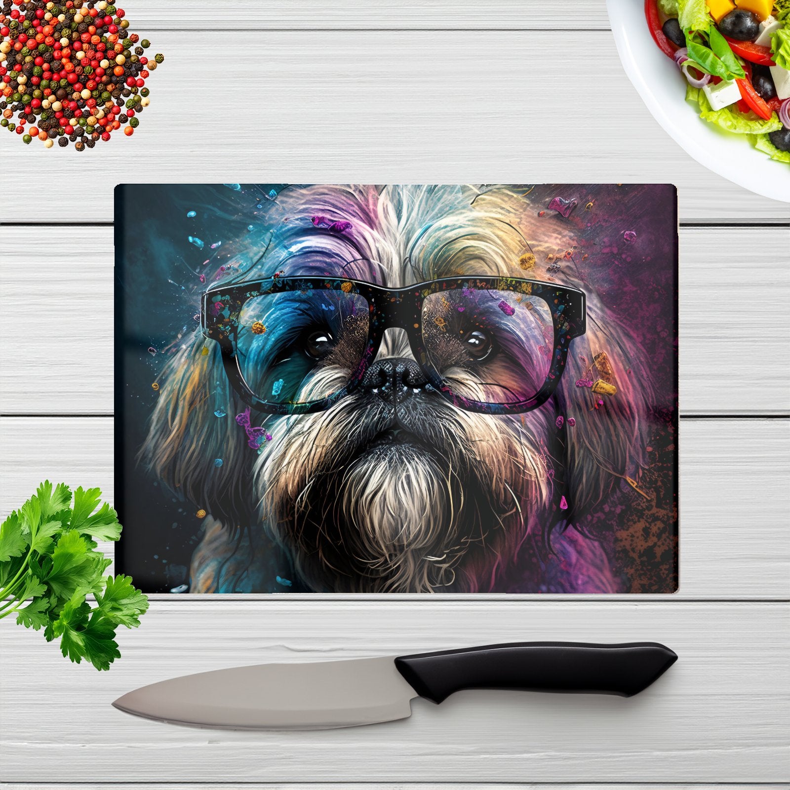 Lharsa Apso Dog Face Splashart Chopping Board