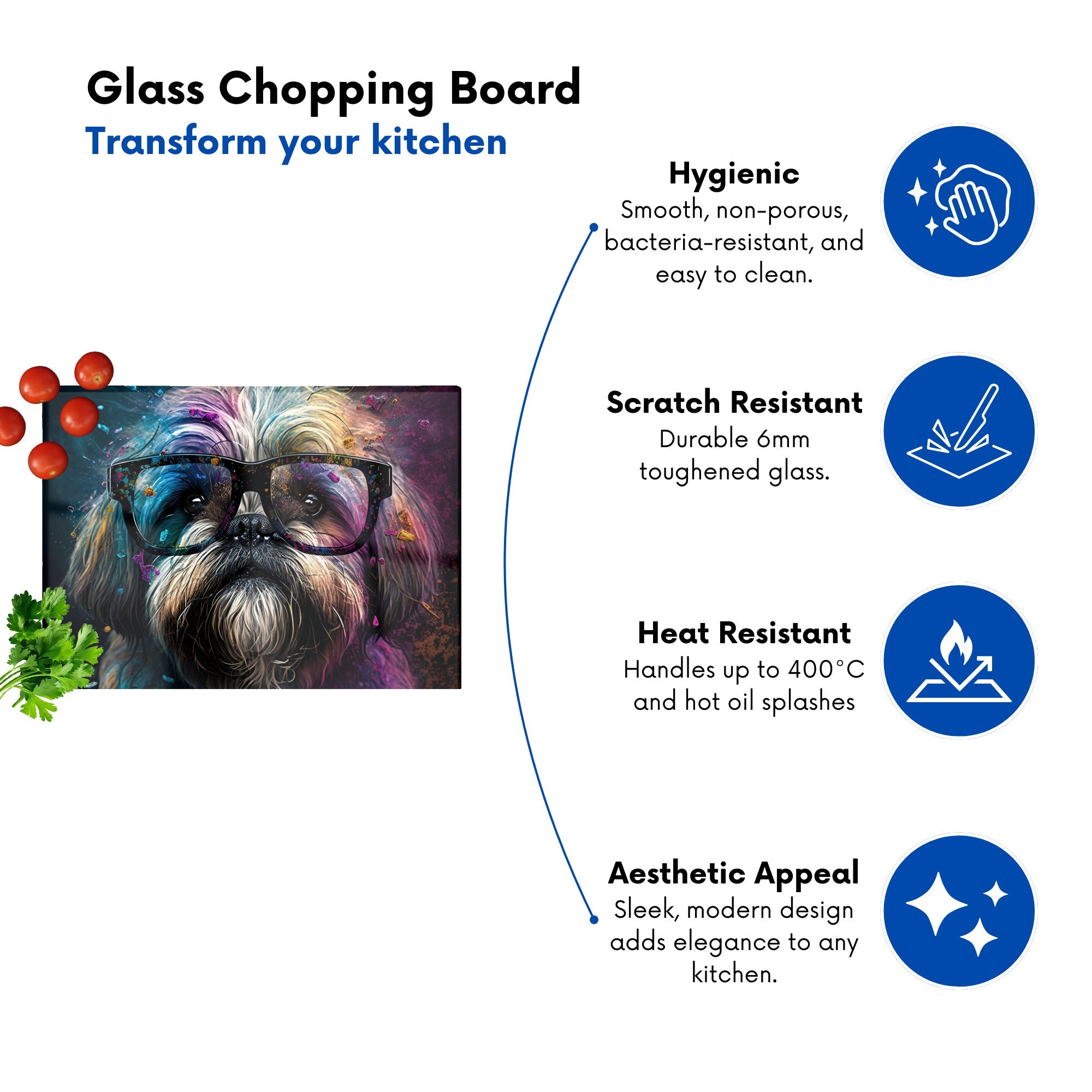 Lharsa Apso Dog Face Splashart Chopping Board
