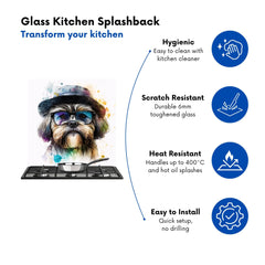 Lhasa Apso Dog With Glasses Splashart Kitchen Splashback