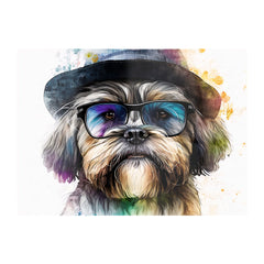 Lhasa Apso Dog With Glasses Splashart Chopping Board