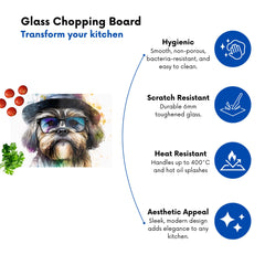 Lhasa Apso Dog With Glasses Splashart Chopping Board