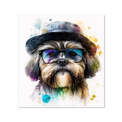 Lhasa Apso Dog With Glasses Splashart Kitchen Splashback