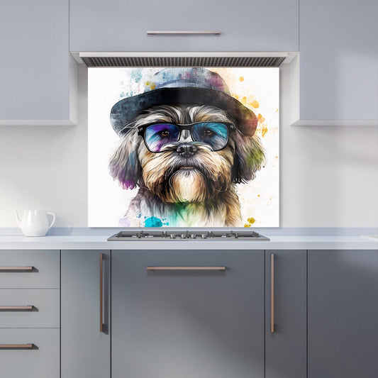 Lhasa Apso Dog With Glasses Splashart Kitchen Splashback