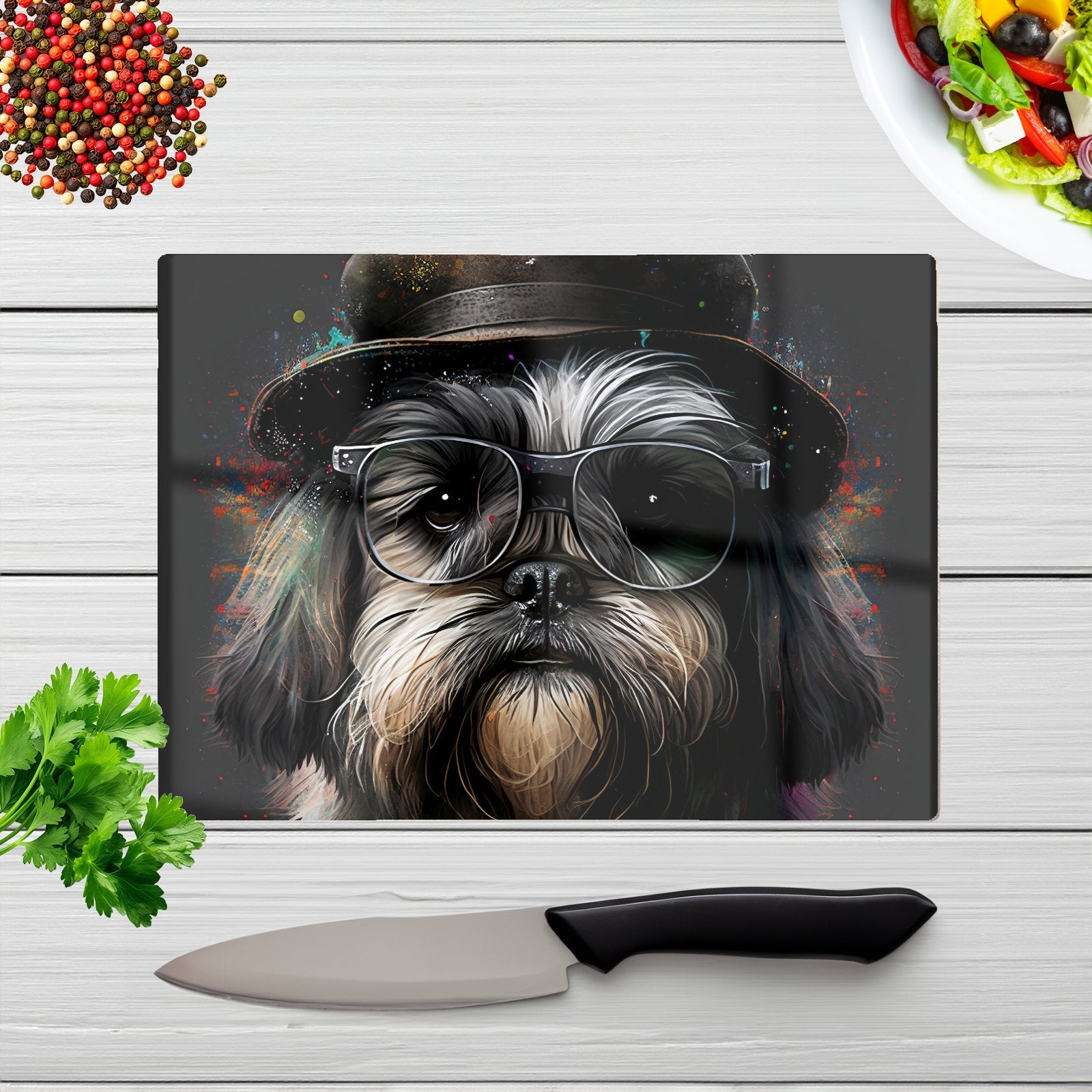 Lhasa Apso Dog Splashart Chopping Board