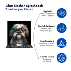 Lhasa Apso With Glasses Splashart Kitchen Splashback