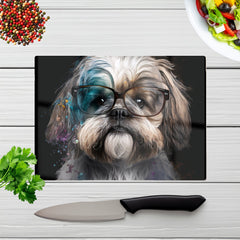 Lhasa Apso With Glasses Splashart Chopping Board