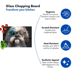 Lhasa Apso With Glasses Splashart Chopping Board