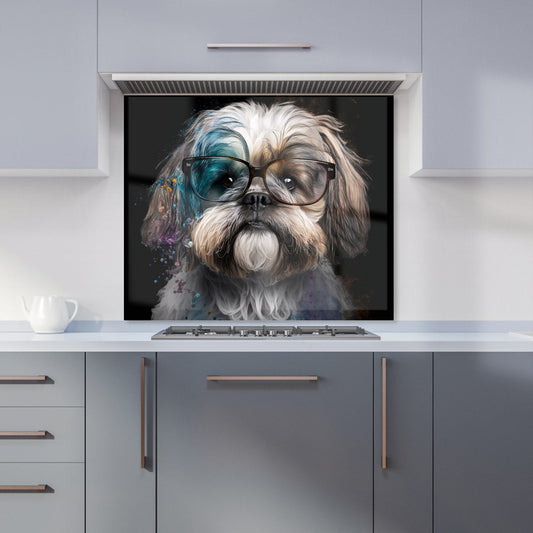 Lhasa Apso With Glasses Splashart Kitchen Splashback