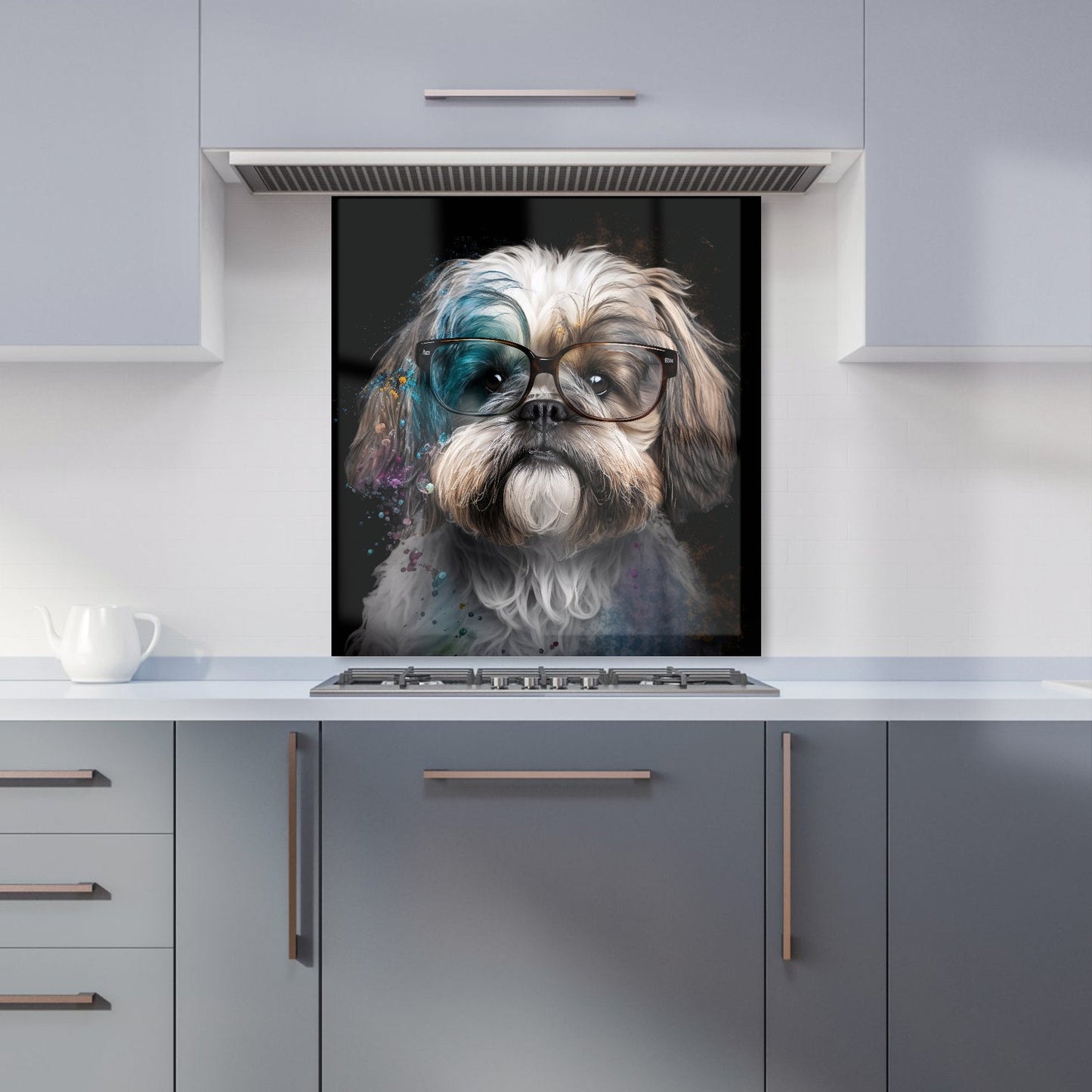 Lhasa Apso With Glasses Splashart Kitchen Splashback