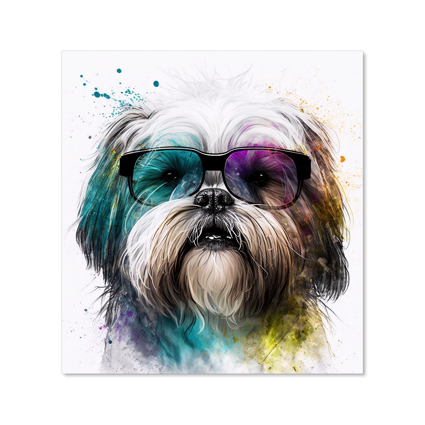 Lhasa Apso Face Glasses Splashart Kitchen Splashback