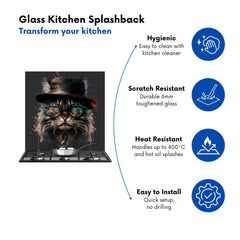 Maine Coon Cat With GlassesSplashart Kitchen Splashback