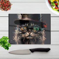 Maine Coon Cat With Glasses Splashart Chopping Board