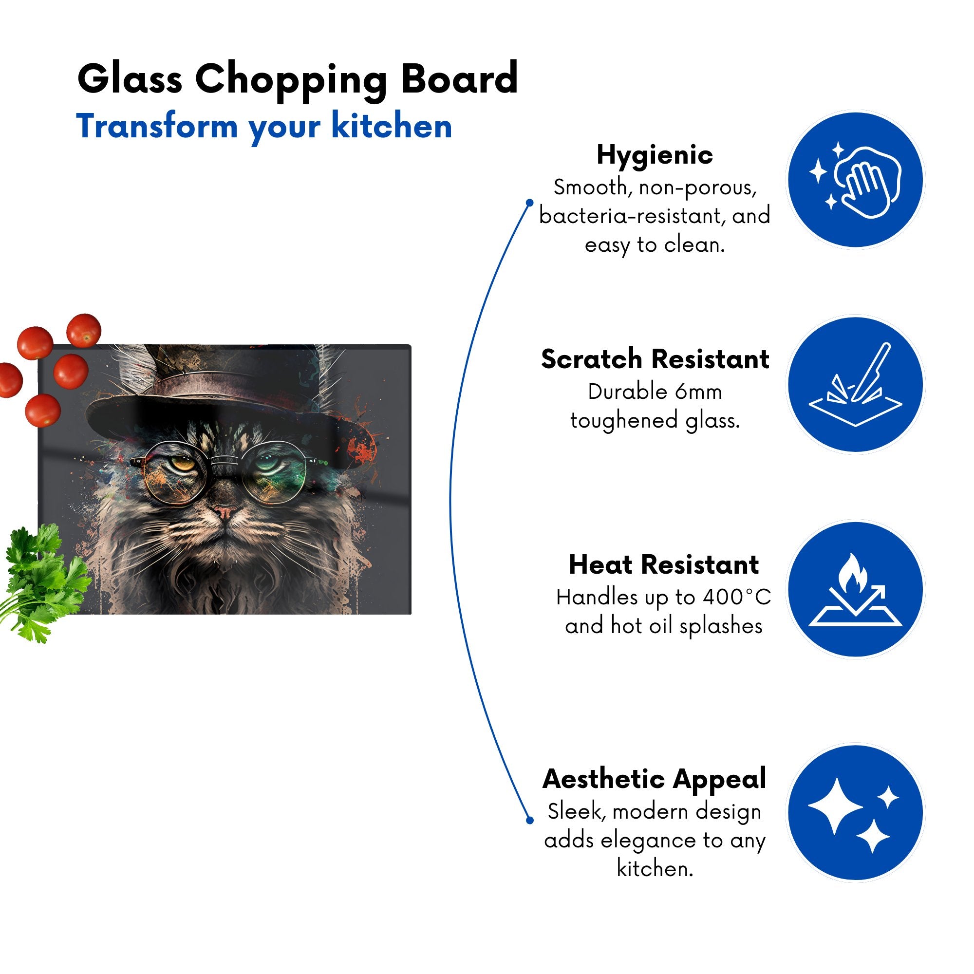 Maine Coon Cat With Glasses Splashart Chopping Board