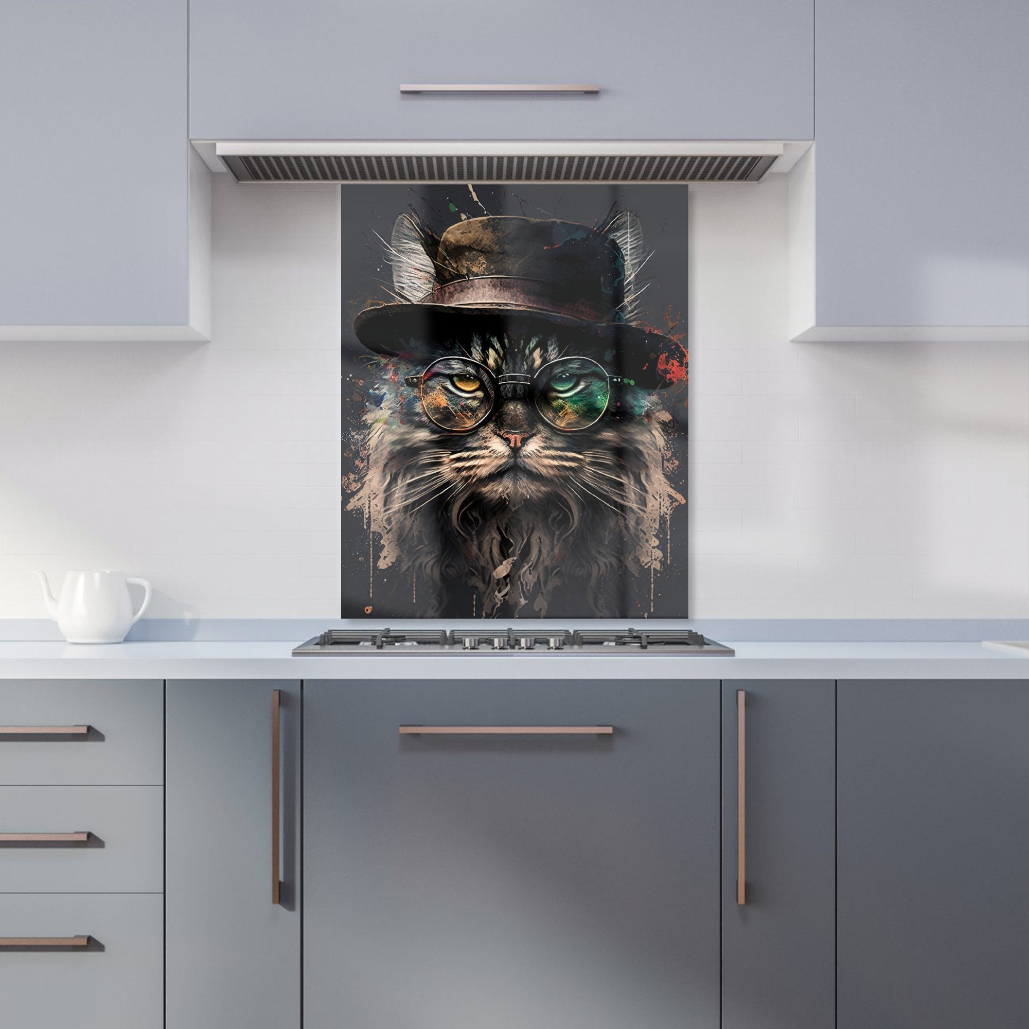 Maine Coon Cat With GlassesSplashart Kitchen Splashback