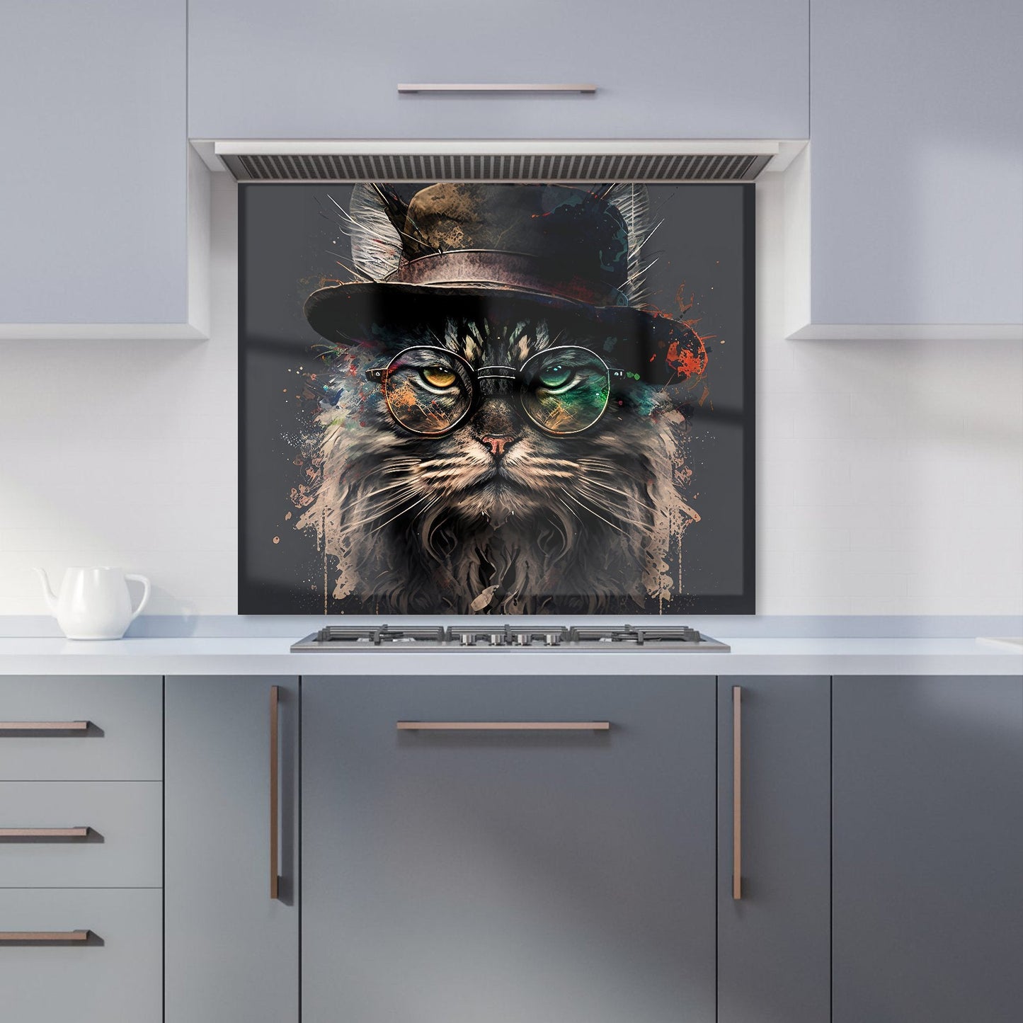 Maine Coon Cat With GlassesSplashart Kitchen Splashback