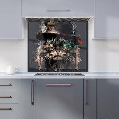 Maine Coon Cat With GlassesSplashart Kitchen Splashback