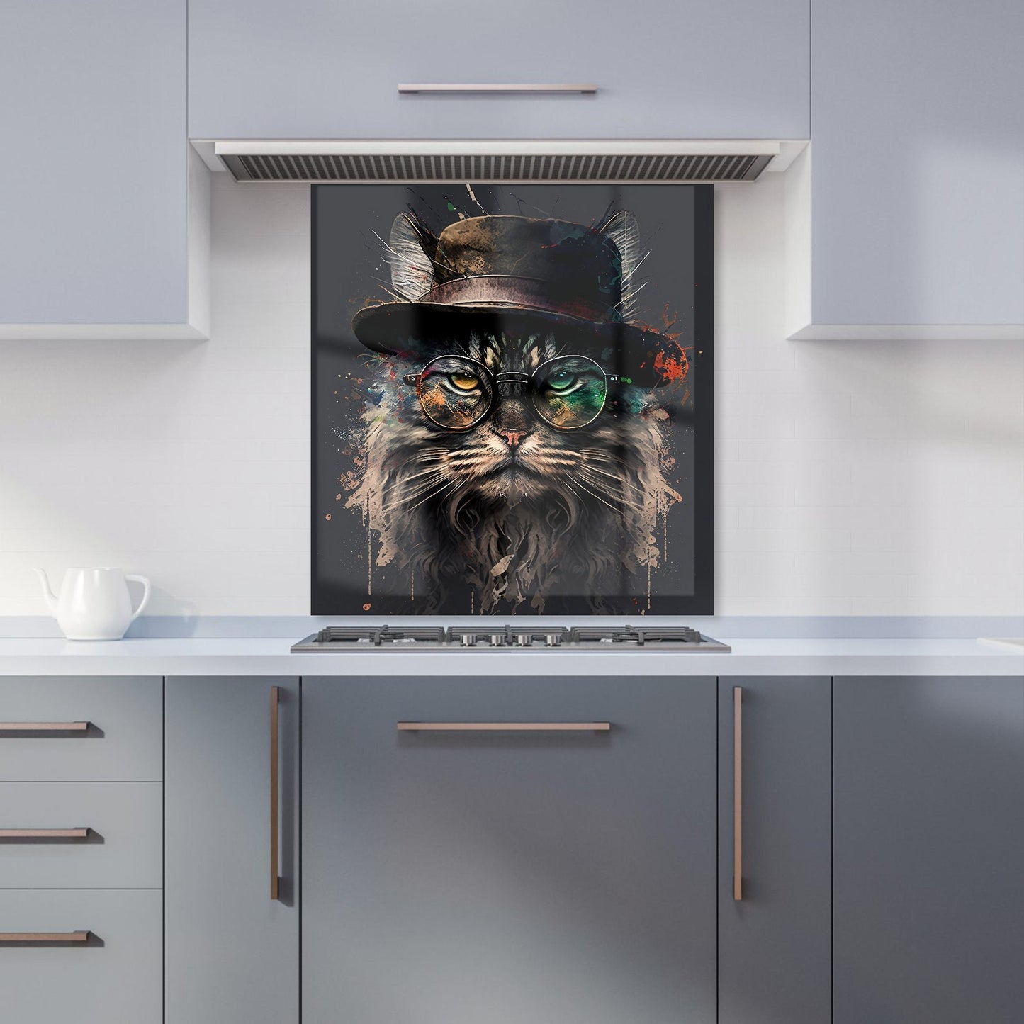 Maine Coon Cat With GlassesSplashart Kitchen Splashback