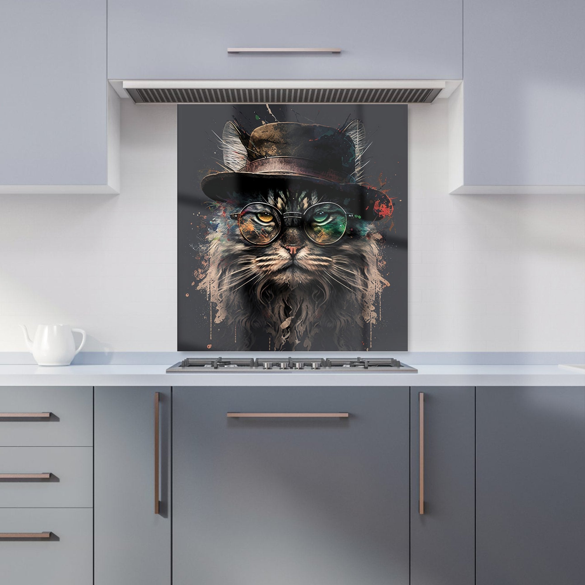 Maine Coon Cat With GlassesSplashart Kitchen Splashback