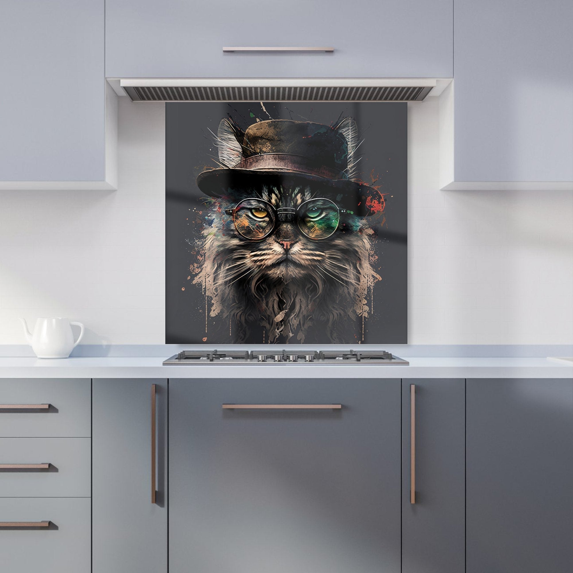 Maine Coon Cat With GlassesSplashart Kitchen Splashback
