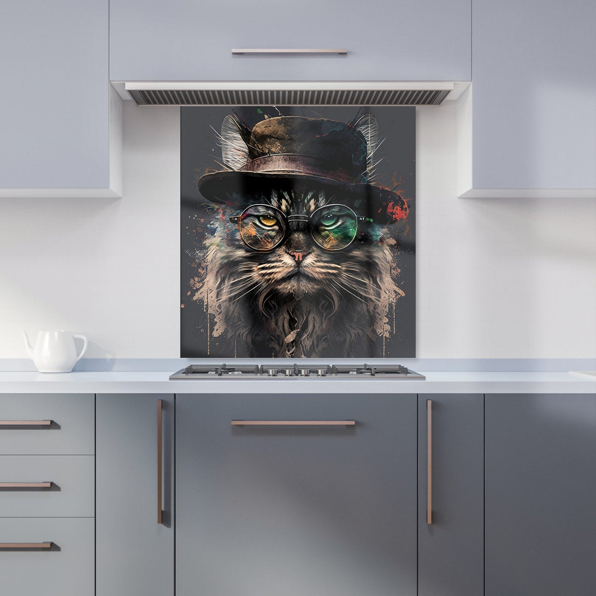 Maine Coon Cat With GlassesSplashart Kitchen Splashback
