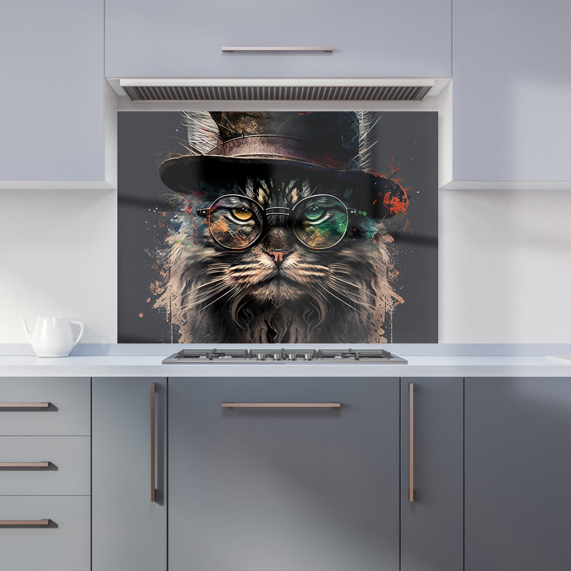 Maine Coon Cat With GlassesSplashart Kitchen Splashback