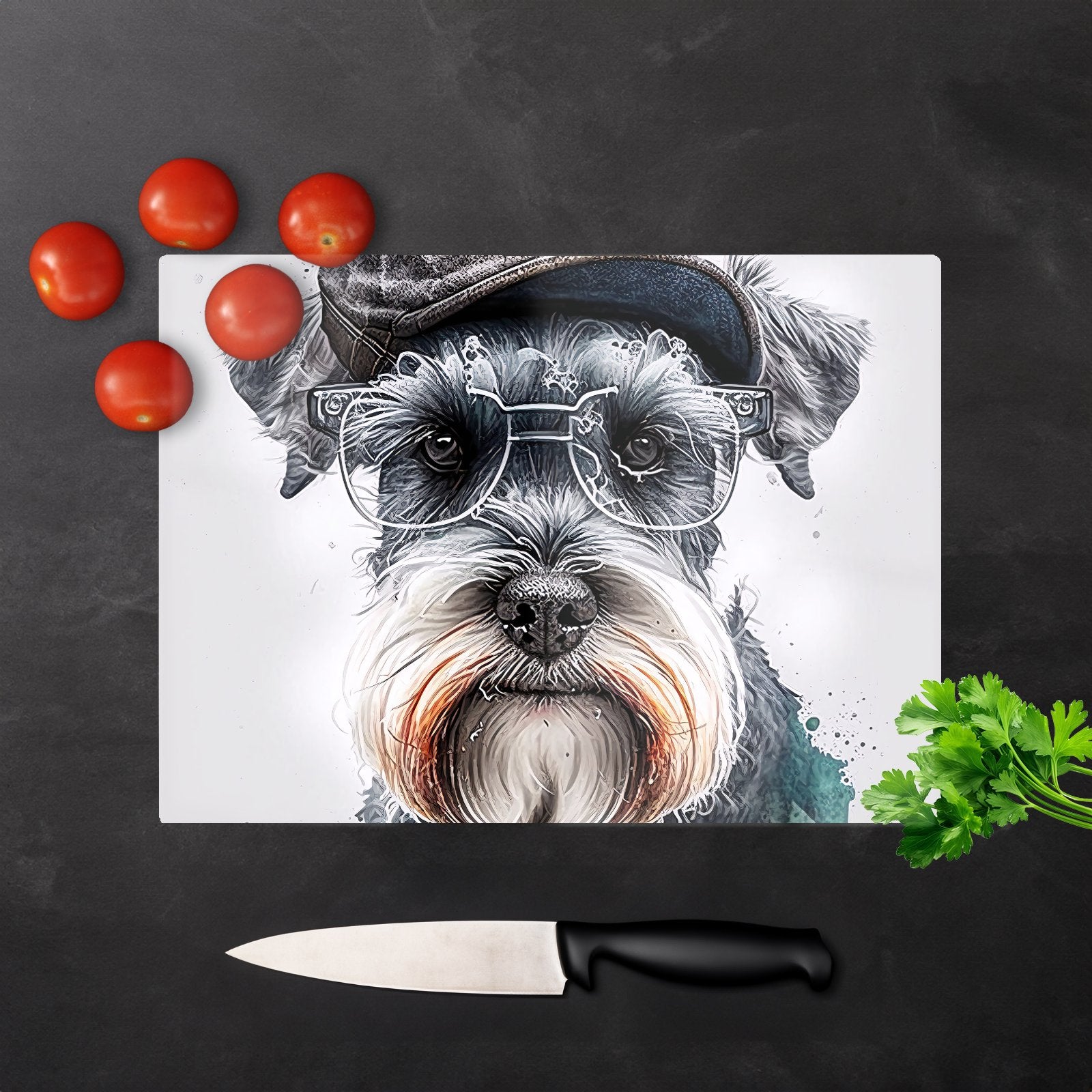 Miniature Schnauzer Dog Splashart Chopping Board