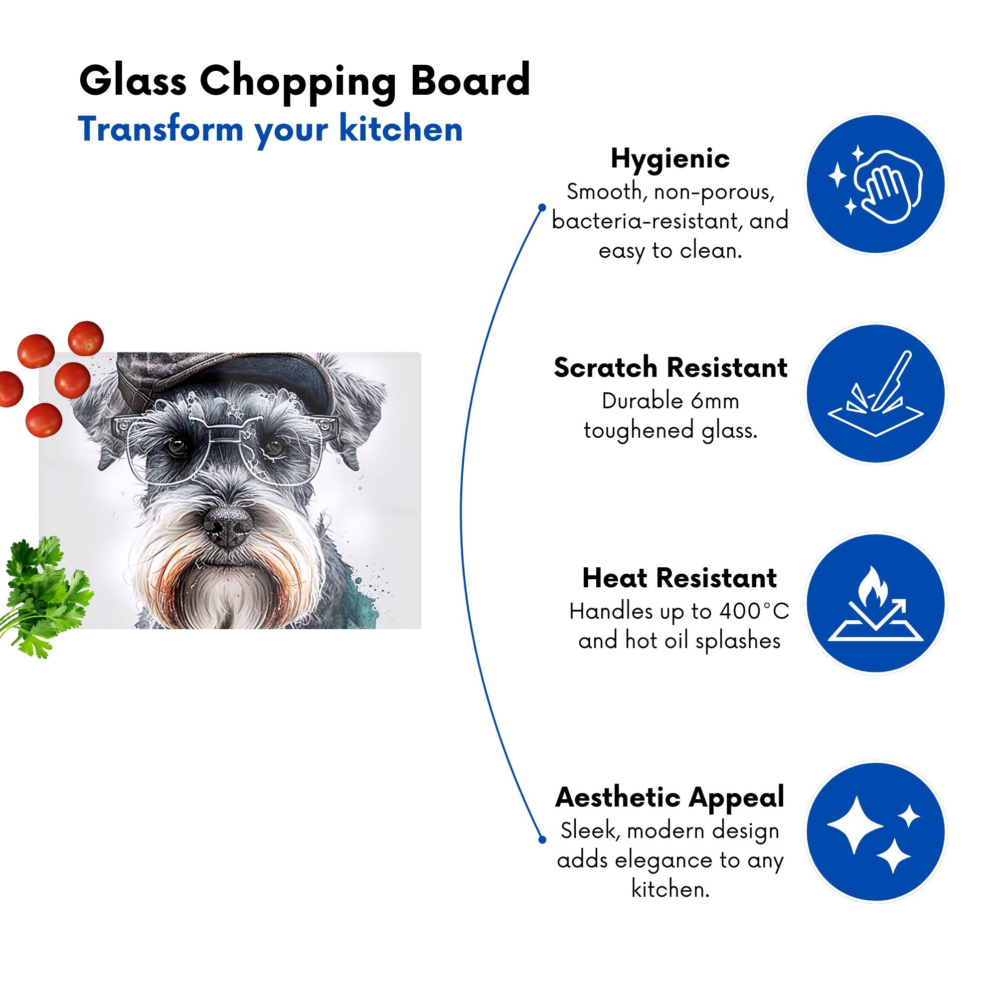 Miniature Schnauzer Dog Splashart Chopping Board
