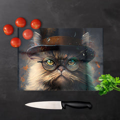 Persian Cat With Glasses Splashart Chopping Board
