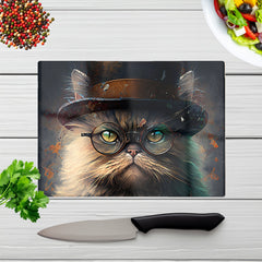 Persian Cat With Glasses Splashart Chopping Board