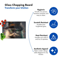 Persian Cat With Glasses Splashart Chopping Board