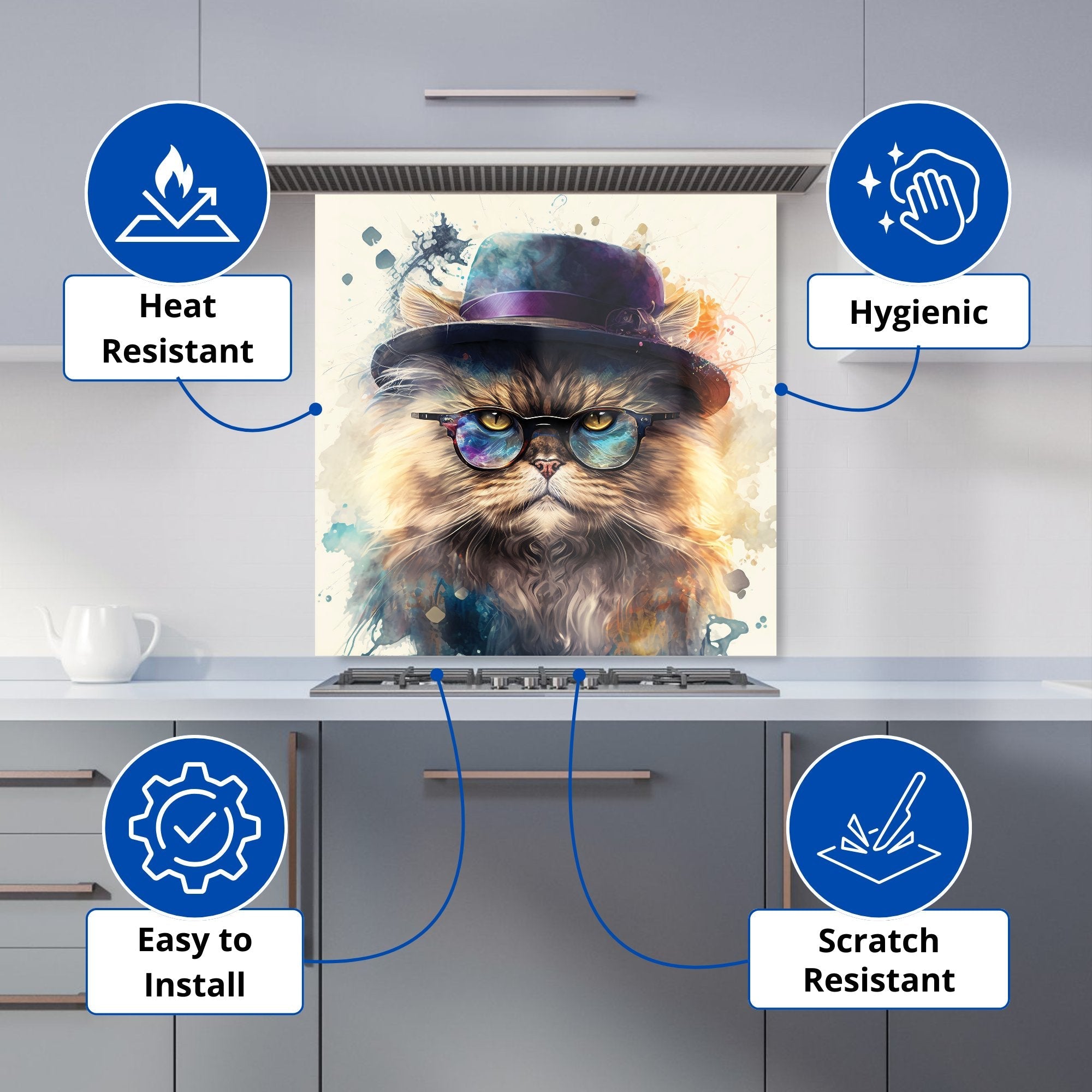 Persian Cat Splashart Kitchen Splashback