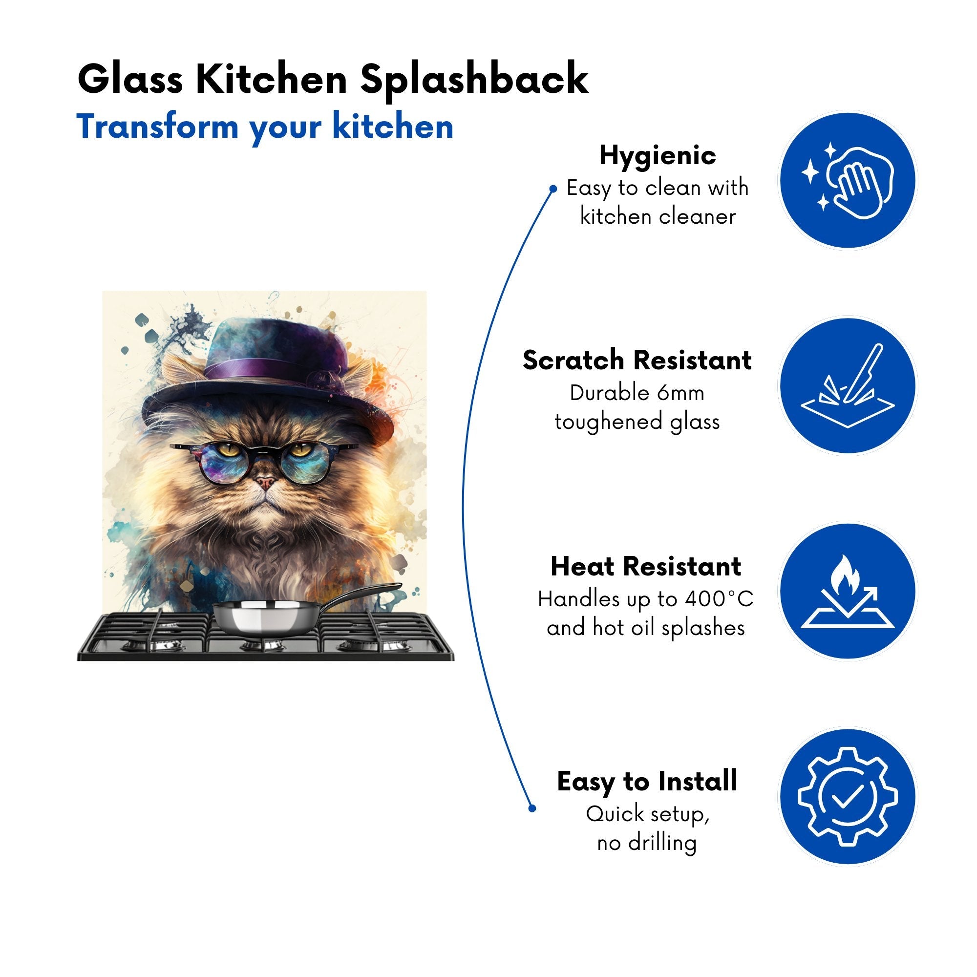 Persian Cat Splashart Kitchen Splashback
