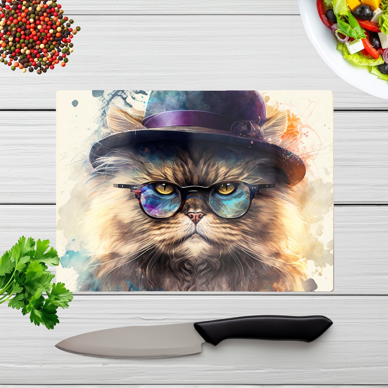 Persian Cat Splashart Chopping Board