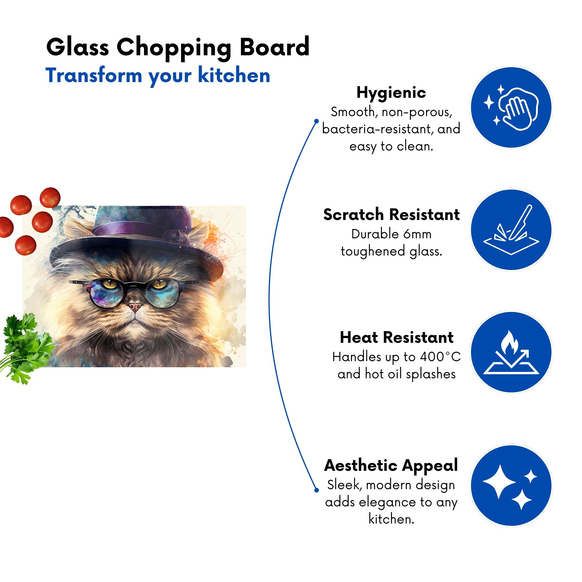 Persian Cat Splashart Chopping Board