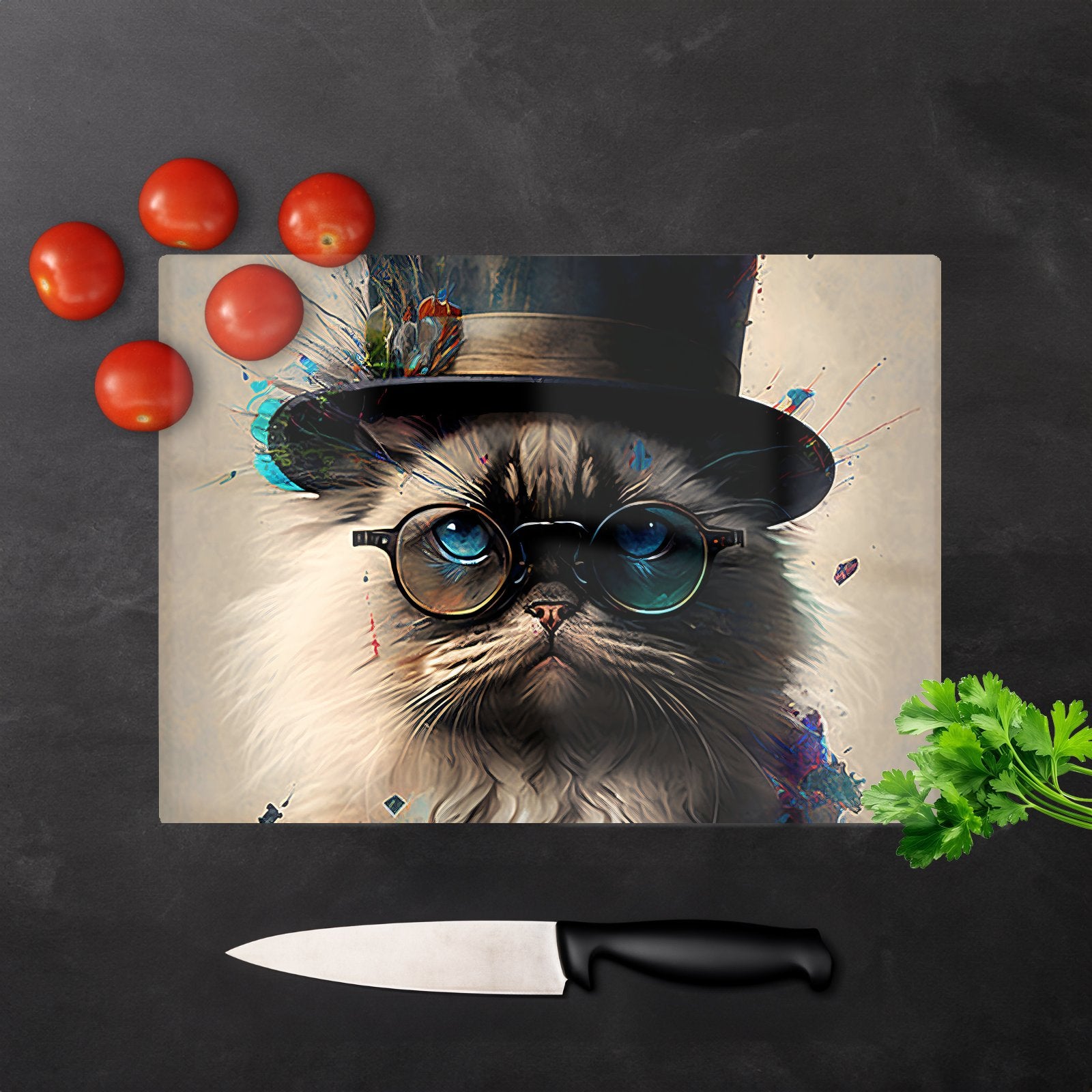 Ragdoll Cat With Glasses Splashart Chopping Board