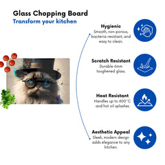 Ragdoll Cat With Glasses Splashart Chopping Board