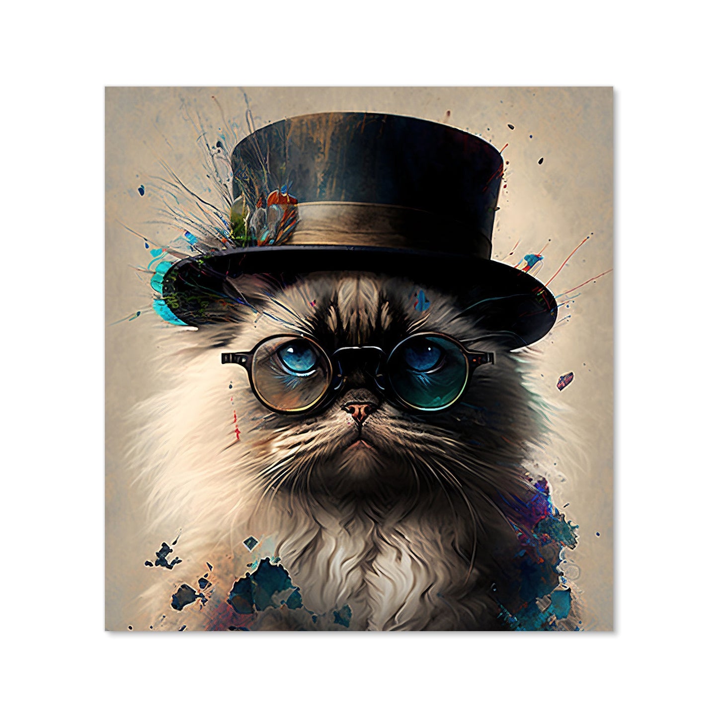 Ragdoll Cat With Glasses Splashart Kitchen Splashback