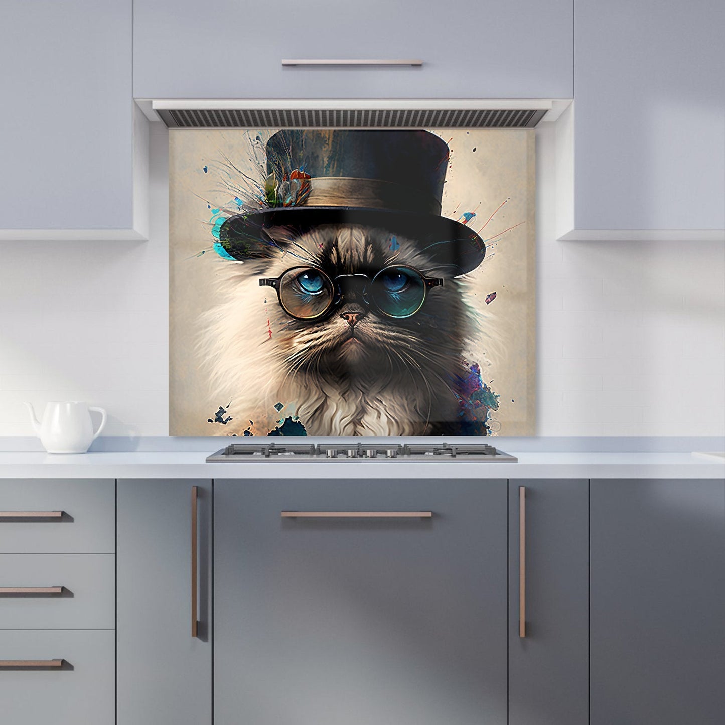 Ragdoll Cat With Glasses Splashart Kitchen Splashback