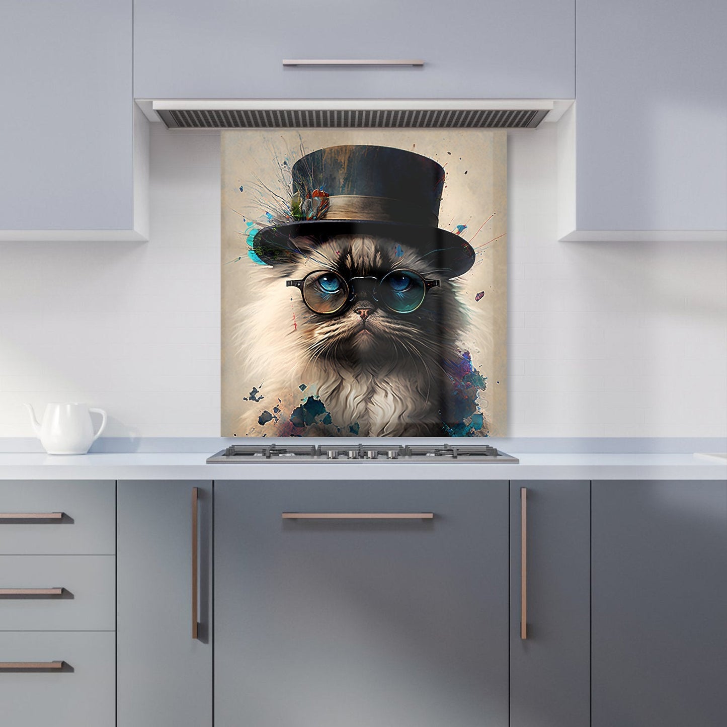 Ragdoll Cat With Glasses Splashart Kitchen Splashback