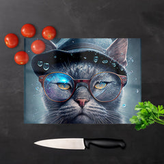 Russian Blue Cat Splashart Chopping Board