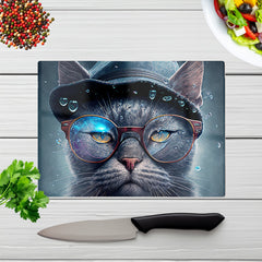 Russian Blue Cat Splashart Chopping Board