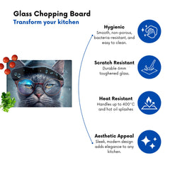 Russian Blue Cat Splashart Chopping Board