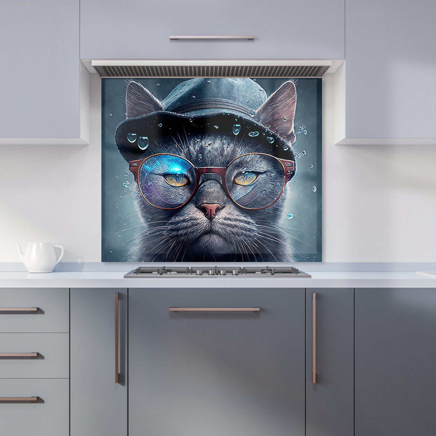 Russian Blue Cat Splashart Kitchen Splashback