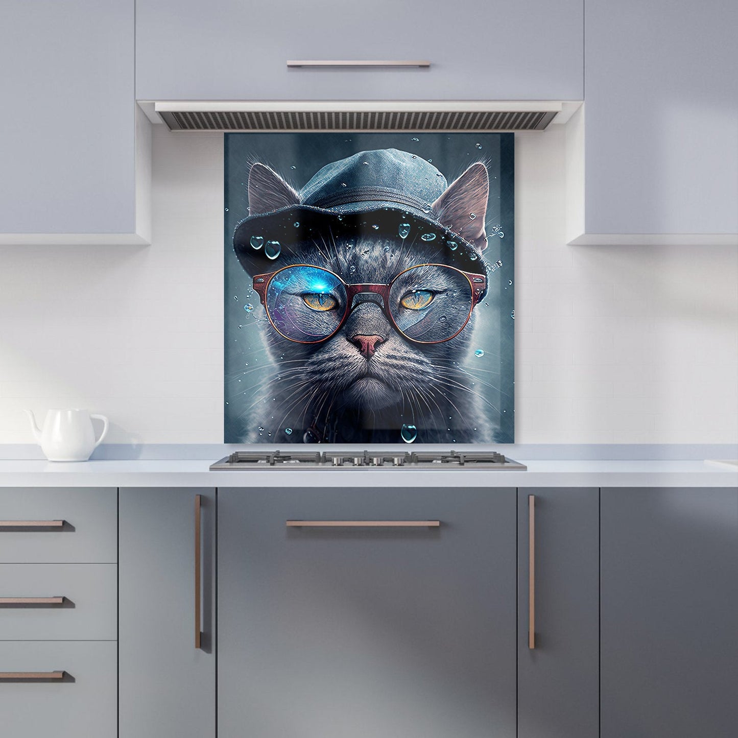 Russian Blue Cat Splashart Kitchen Splashback