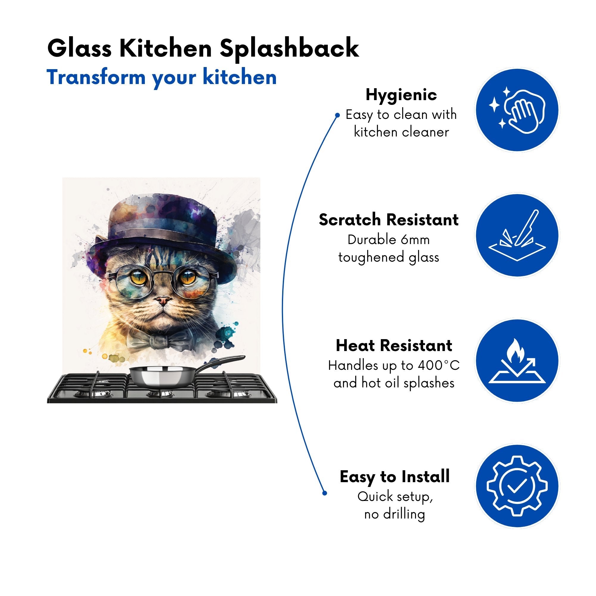 Scottish Fold Cat Splashart Kitchen Splashback