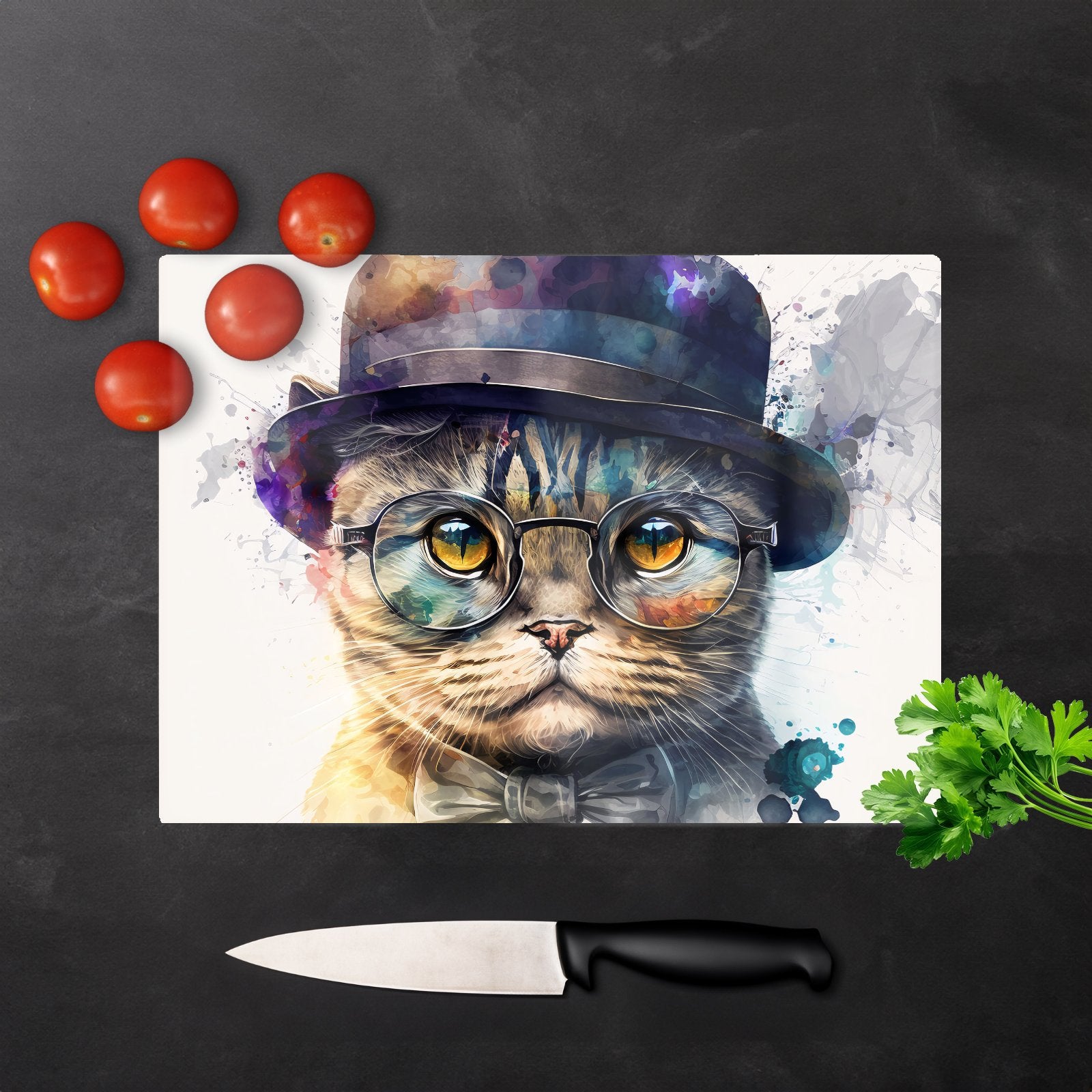 Scottish Fold Cat Splashart Chopping Board