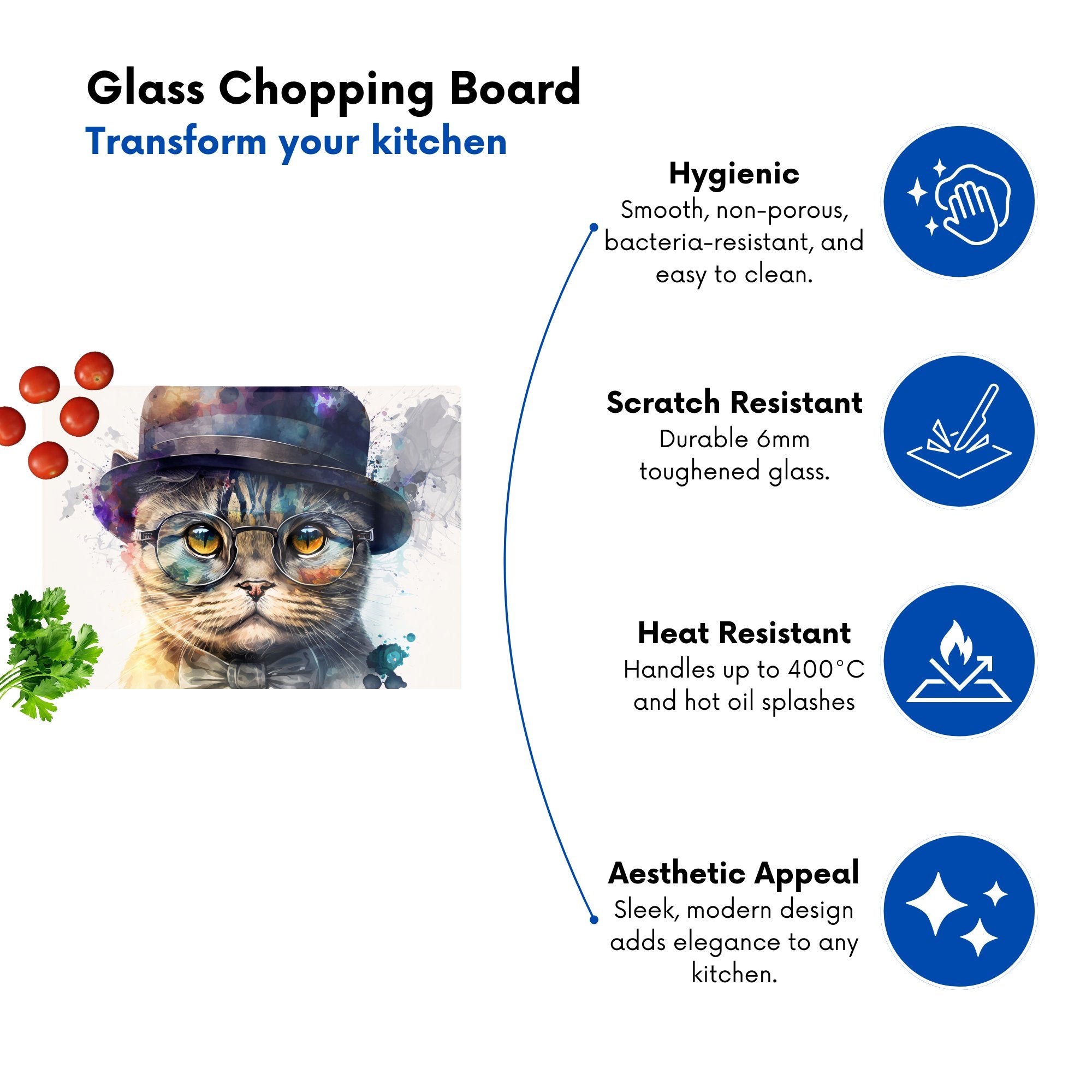 Scottish Fold Cat Splashart Chopping Board