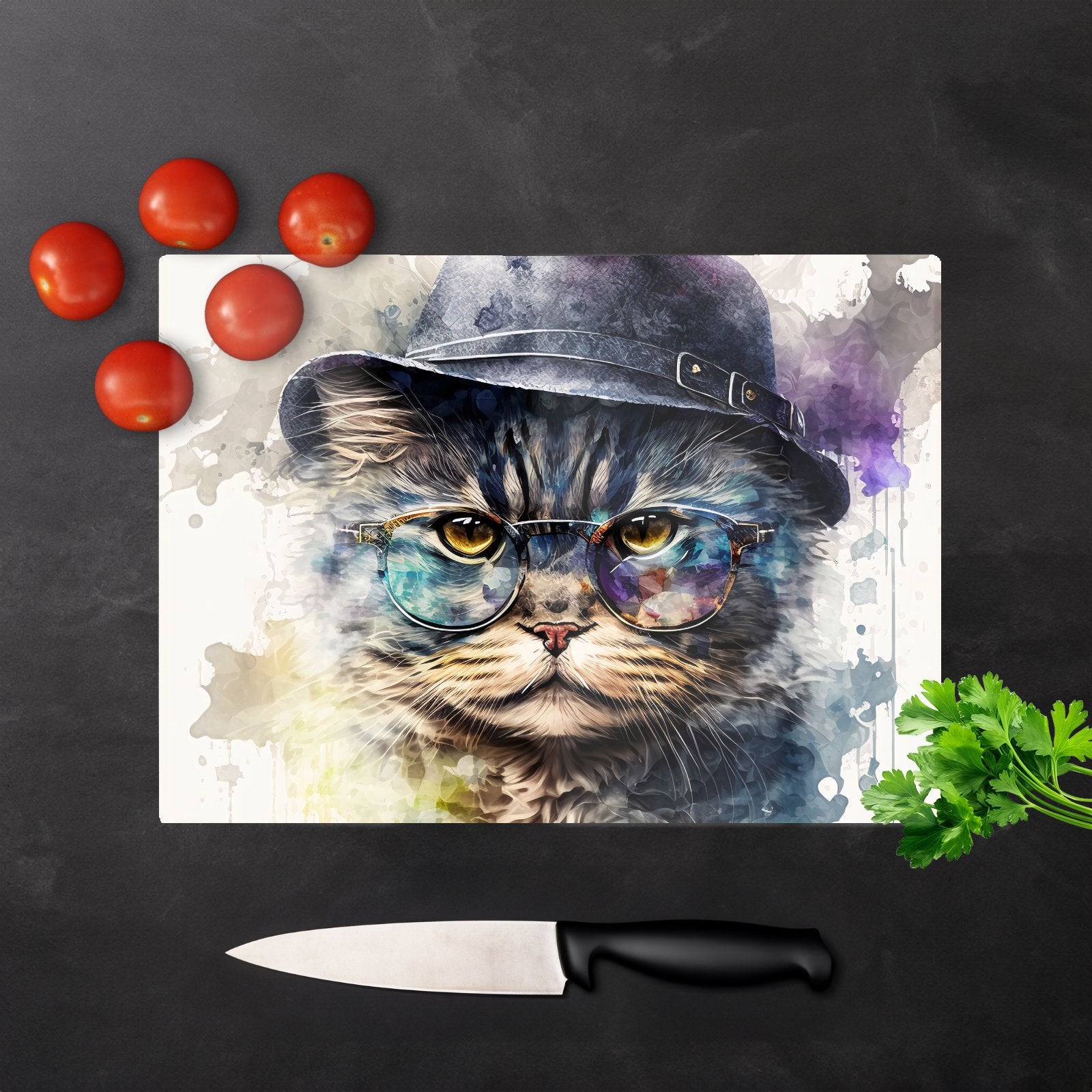 Selkirk Rex Cat Splashart Chopping Board